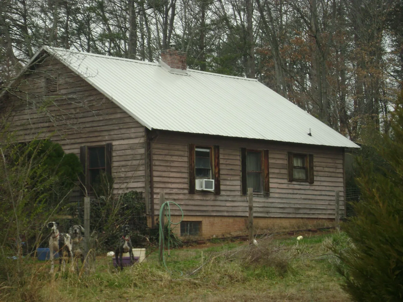 White metal roof on an old wood sided farmhouse, from a Asphalt Shingle Roof Repair job in Vernon
